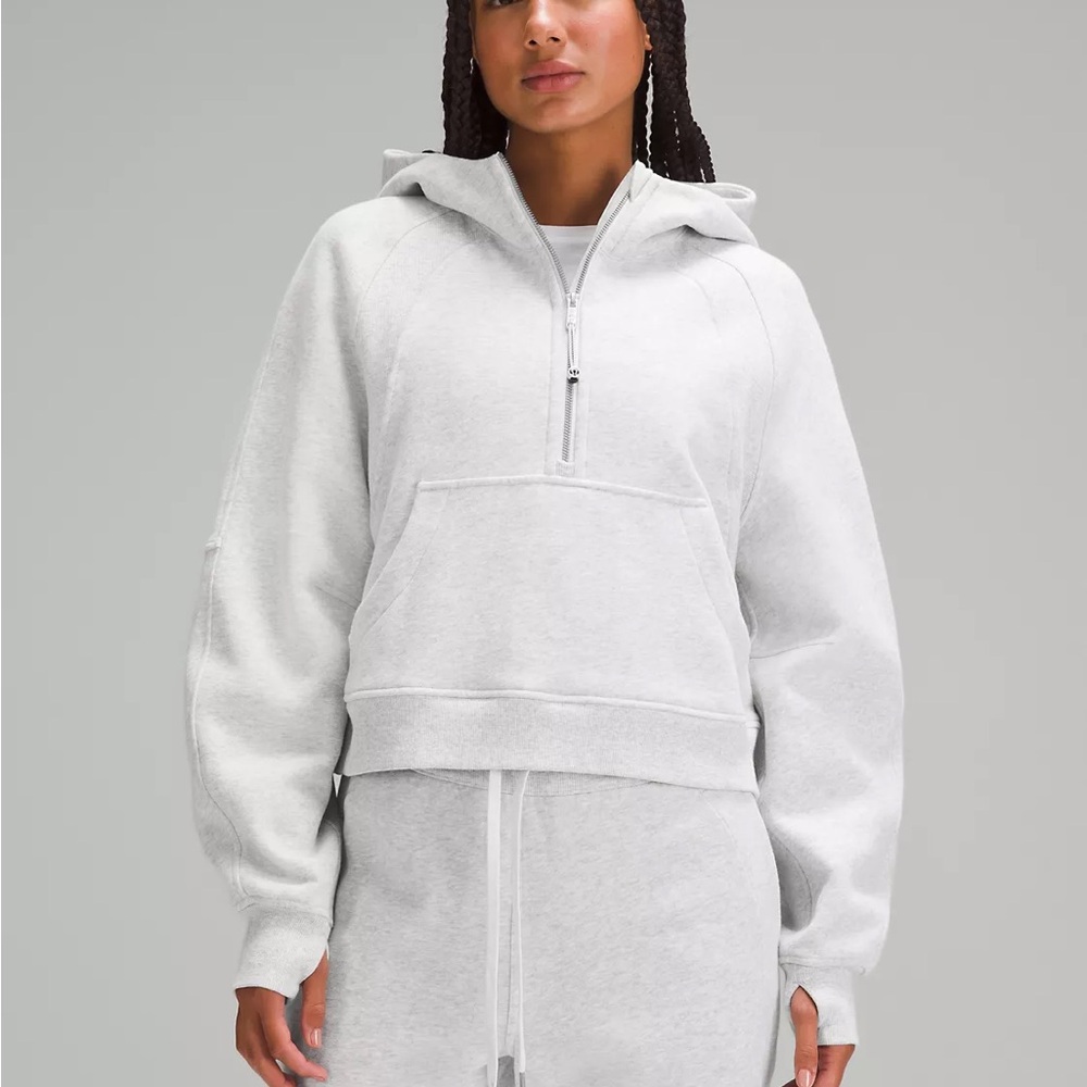 Lululemon Scuba Oversized Half-Zip Hoodie M/L Heathered Core Ultra Light Grey